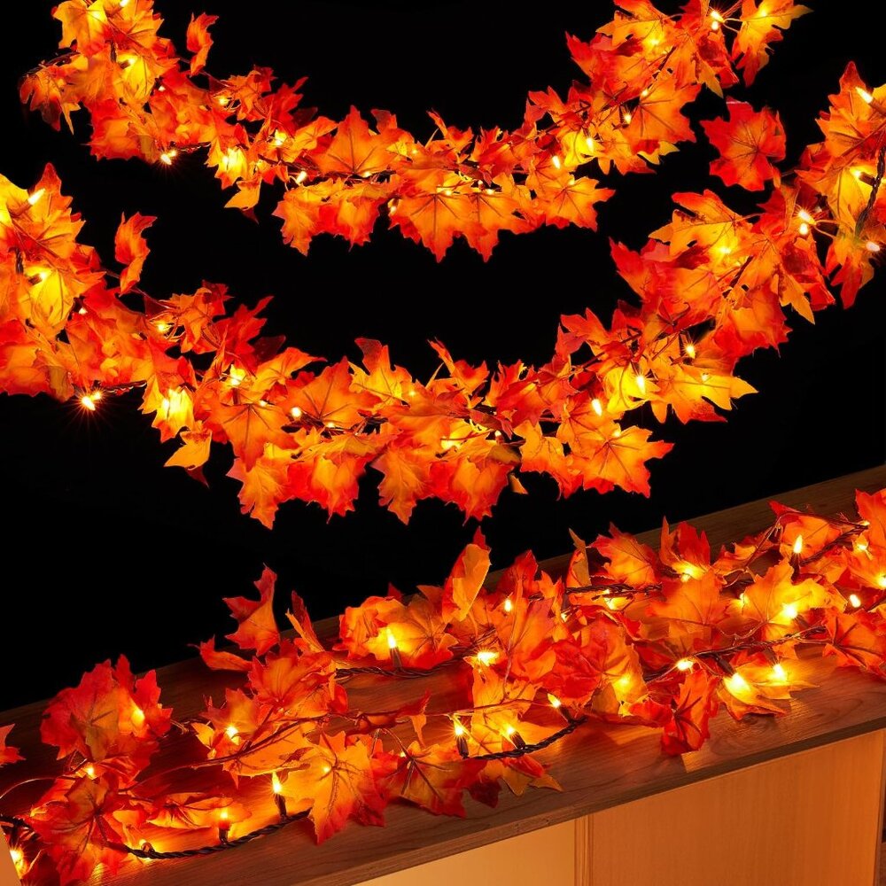 Fall Decorations for‎ Home 9FT Plug in Thanksgiving Lights Fall Garland 50 Bulbs